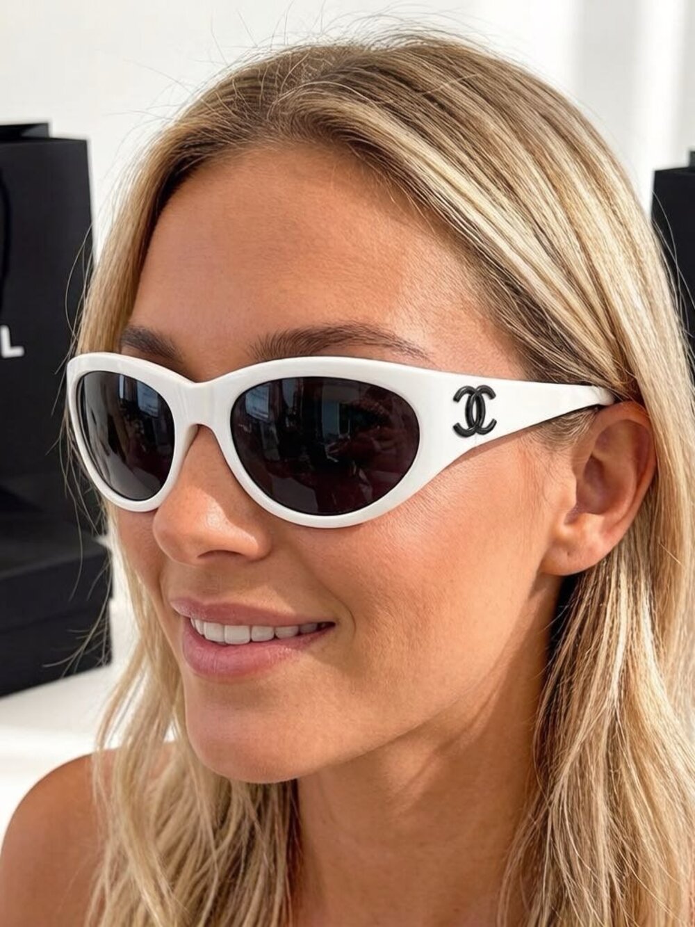 Vintage Chanel gold logo sunglasses